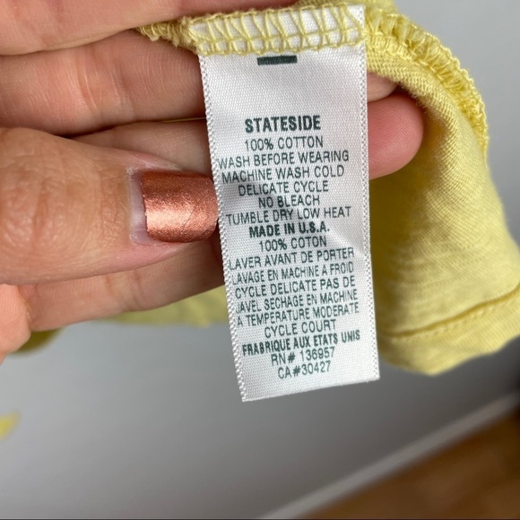 Stateside Drawstring Ruched Front Crew Neck Short Sleeve Shirt in Yellow X-Small - Picture 5 of 5